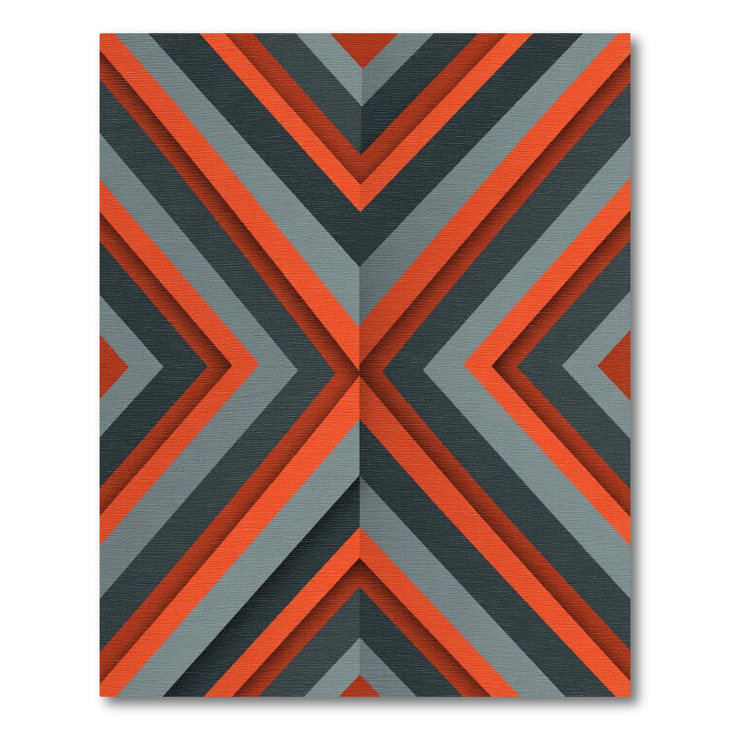 Modern Orange Gray Chevron Rug