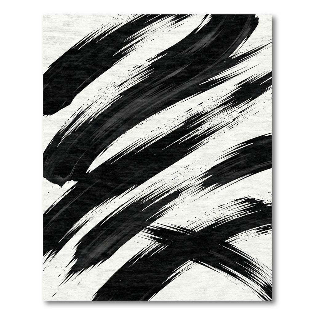 Bold Black Abstract Ink Brush Stroke Rug
