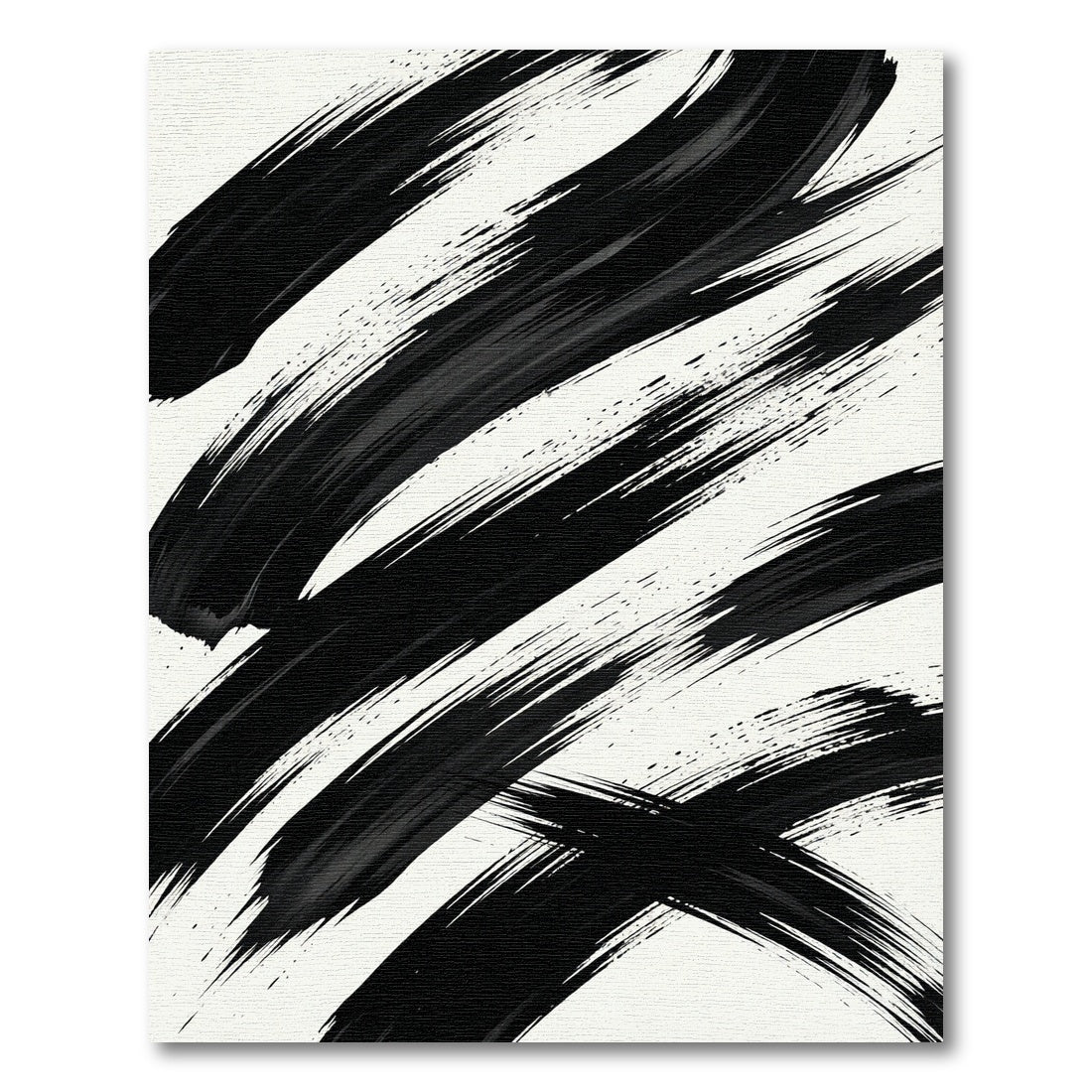 Bold Black Abstract Ink Brush Stroke Rug