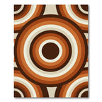 Retro Burnt Orange Concentric Circle Art Rug