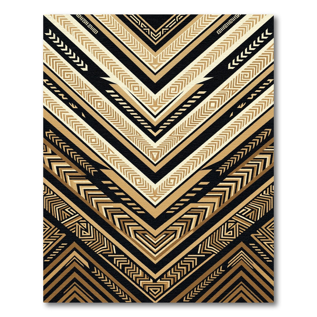 Geometric Chevron Black Gold Rug