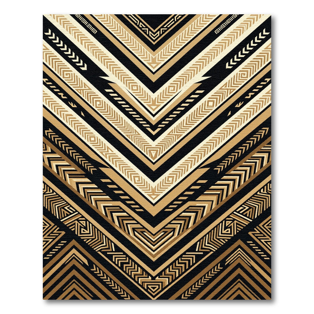 Geometric Chevron Black Gold Rug