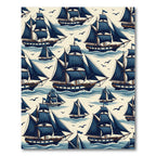 Classic Blue Sailboat Nautical Voyage Rug