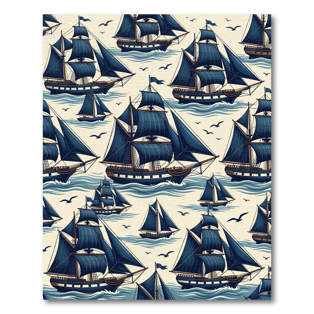 Classic Blue Sailboat Nautical Voyage Rug