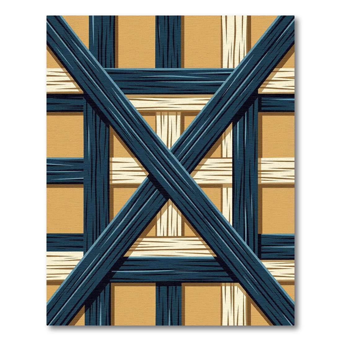 Rustic Blue and Tan Wood Weave Rug