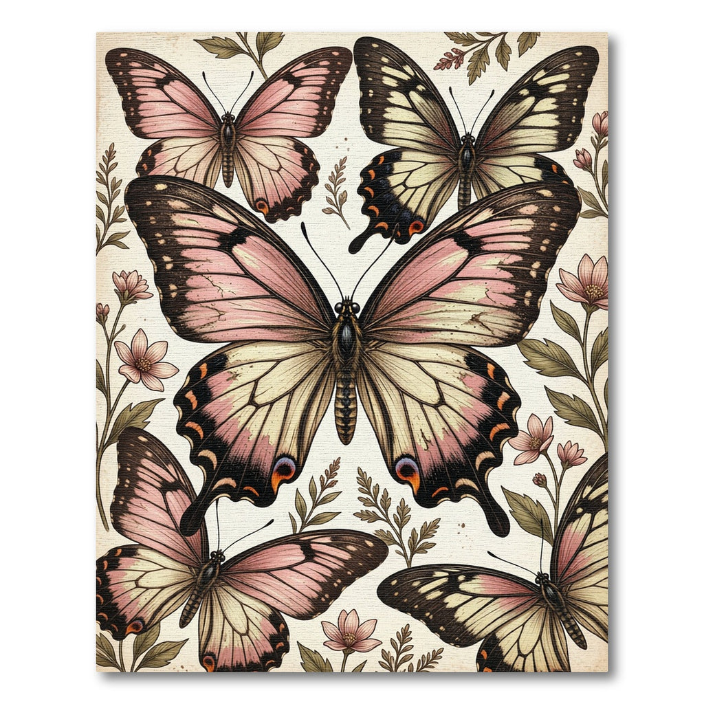 Ethereal Pink Butterfly Botanical Garden Rug