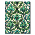 Emerald Green Floral Damask Rug