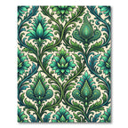 Emerald Green Floral Damask Rug