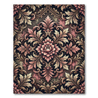 Victorian Pink Floral Scroll Medallion Rug