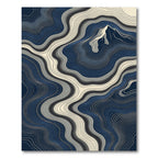 Abstract Navy Mountain Topographic Art Rug