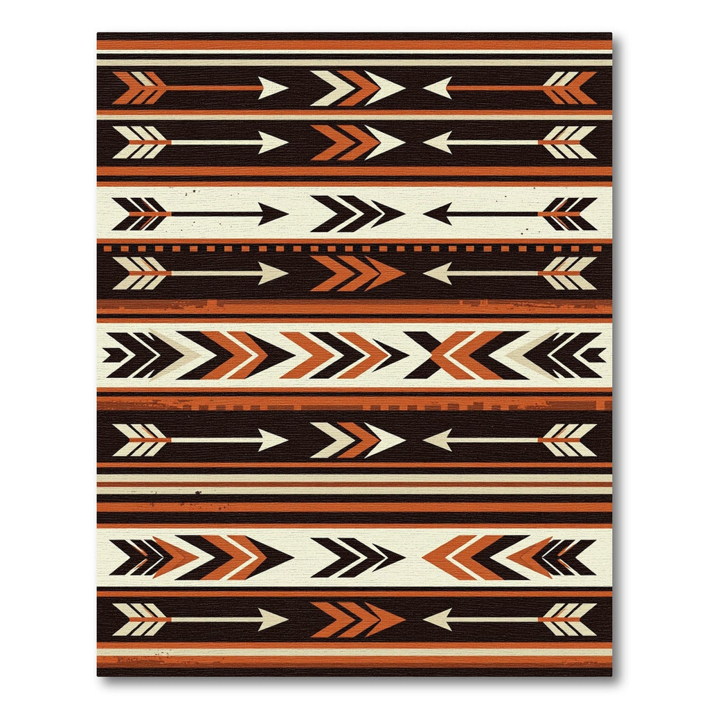 Earthy Tribal Arrow Stripe Geometric Composition Rug