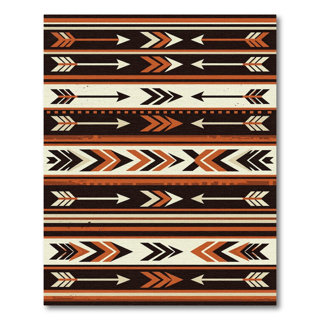 Earthy Tribal Arrow Stripe Geometric Composition Rug