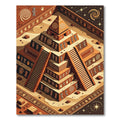 Ancient Terracotta Mayan Step Pyramid Rug