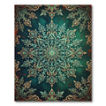Elegant Teal Gold Floral Mandala Rug