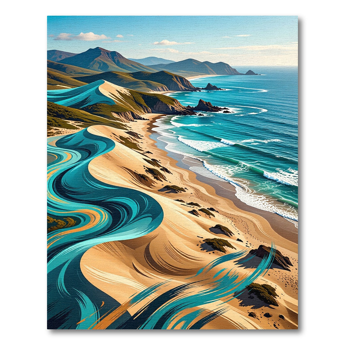 Coastal Dunes Ocean Wave Art Rug