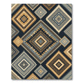 Geometric Teal Gold Diamond Pattern Rug