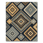 Geometric Teal Gold Diamond Pattern Rug