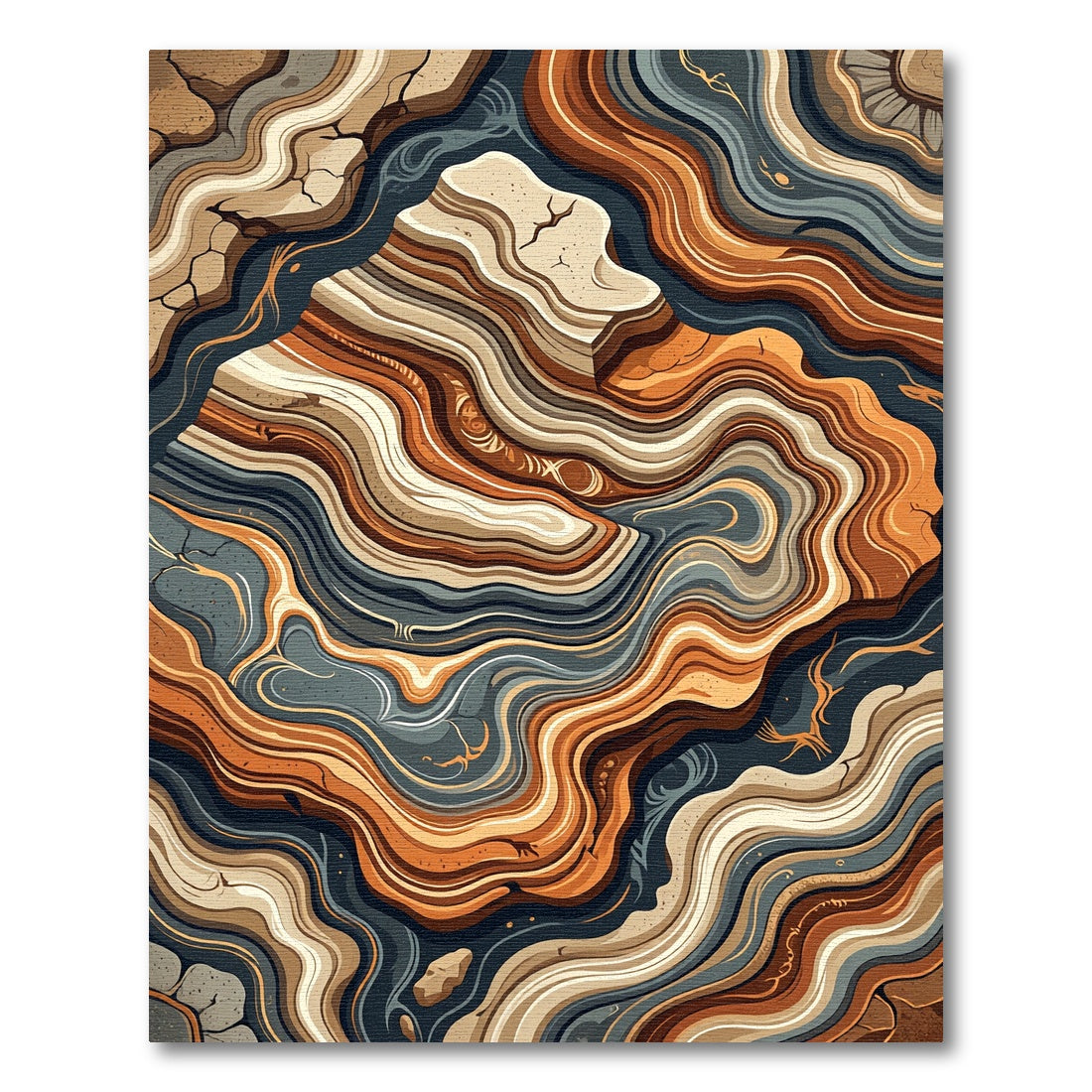 Earthy Stone Swirl Inlay Rug