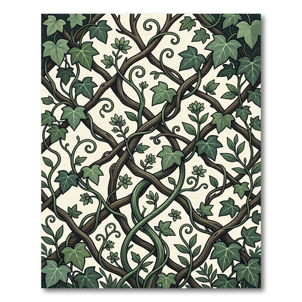 Botanical Sage Green Ivy Intertwined Vines Rug