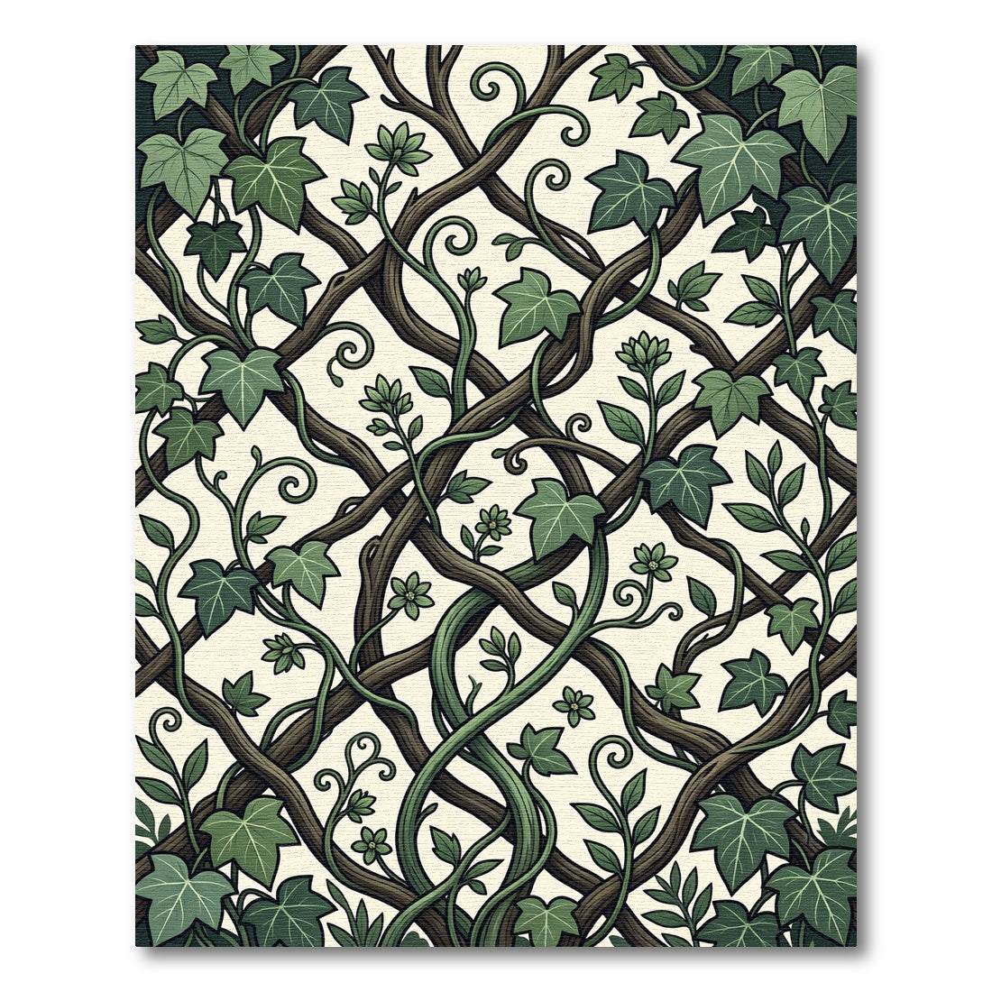 Botanical Sage Green Ivy Intertwined Vines Rug