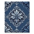 Elegant Navy Blue Acanthus Scroll Rug