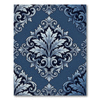 Elegant Navy Blue Acanthus Scroll Rug