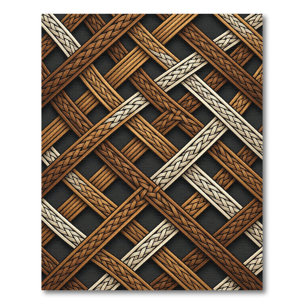 Woven Rustic Wood Lattice Background Rug