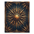 Celestial Gold Sunburst Navy Crest Rug