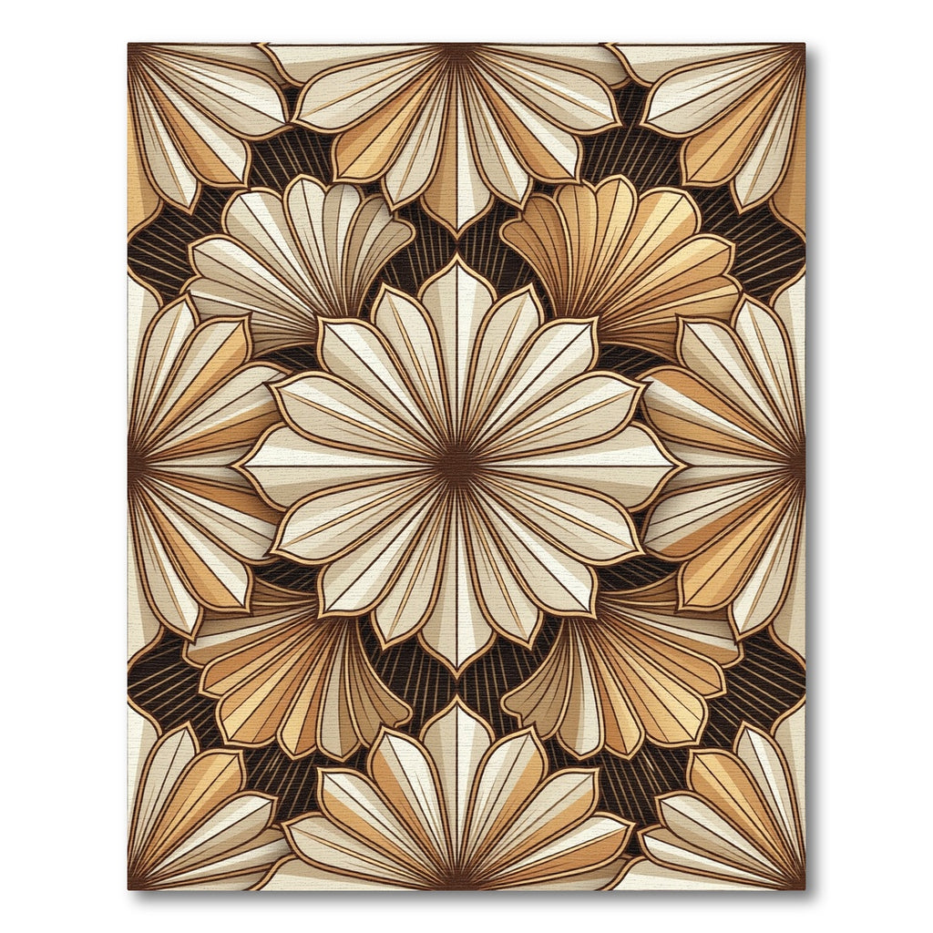 Golden Fan Petal Abstract Bloom Rug