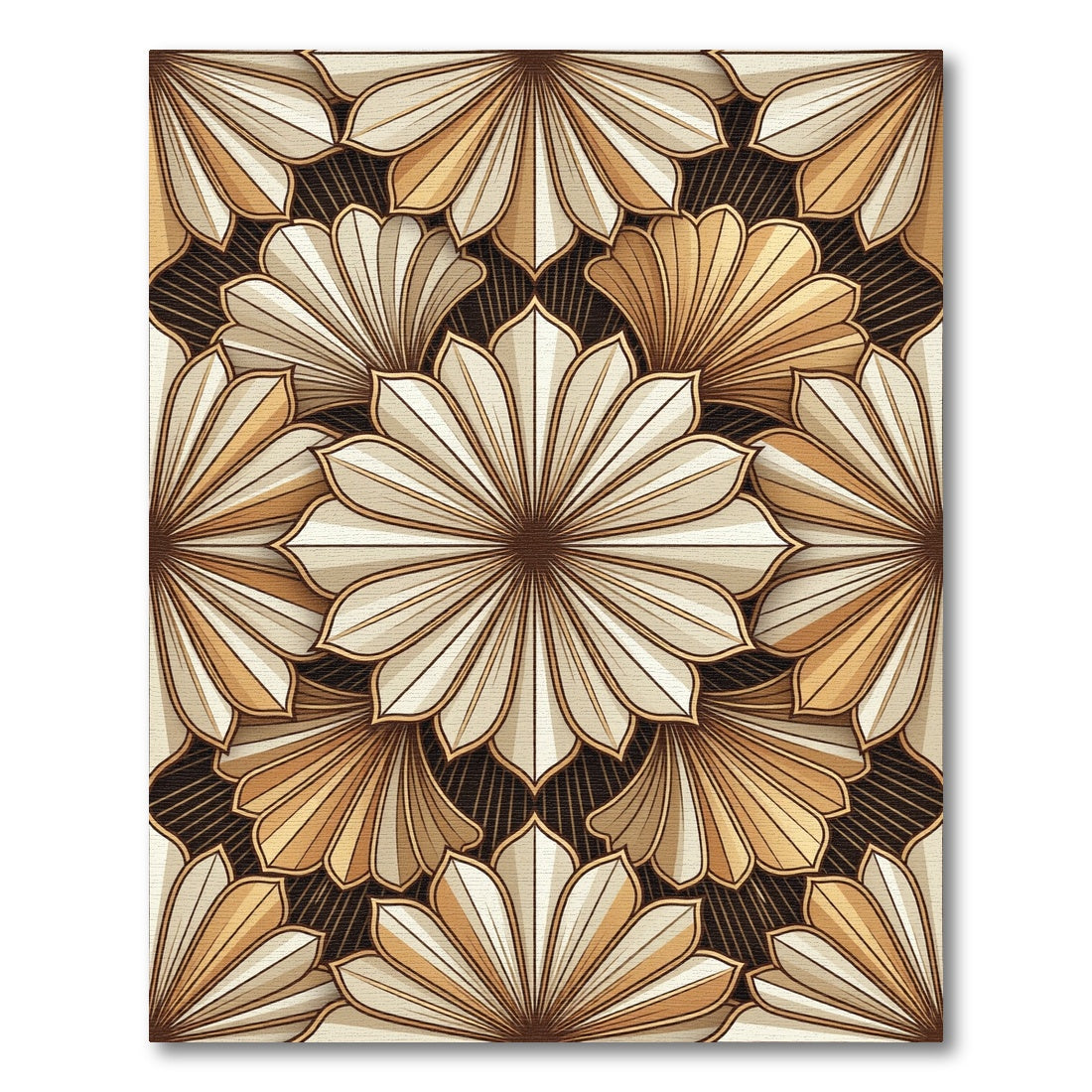 Golden Fan Petal Abstract Bloom Rug