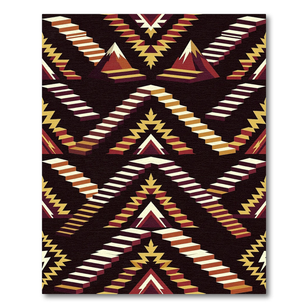 Geometric Step Mountain Earthy Accent Rug