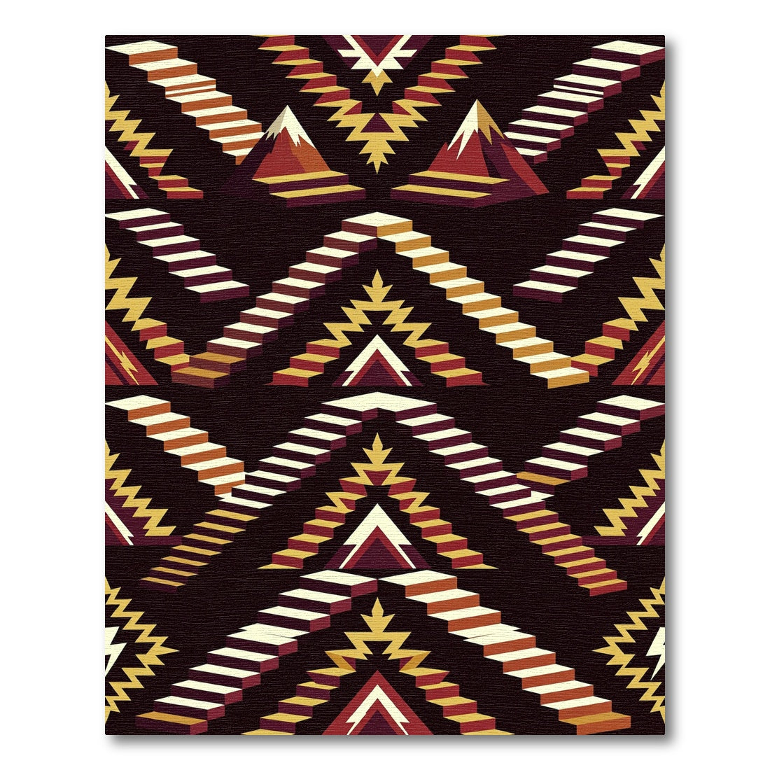 Geometric Step Mountain Earthy Accent Rug