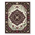Elegant Cranberry Floral Lotus Medallion Rug