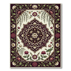 Elegant Cranberry Floral Lotus Medallion Rug