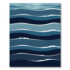 Abstract Deep Blue Layered Ocean Waves Rug