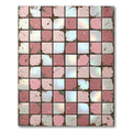 Distressed Pink White Square Mosaic Rug