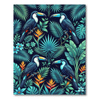 Lush Tropical Toucan Jungle Foliage Rug