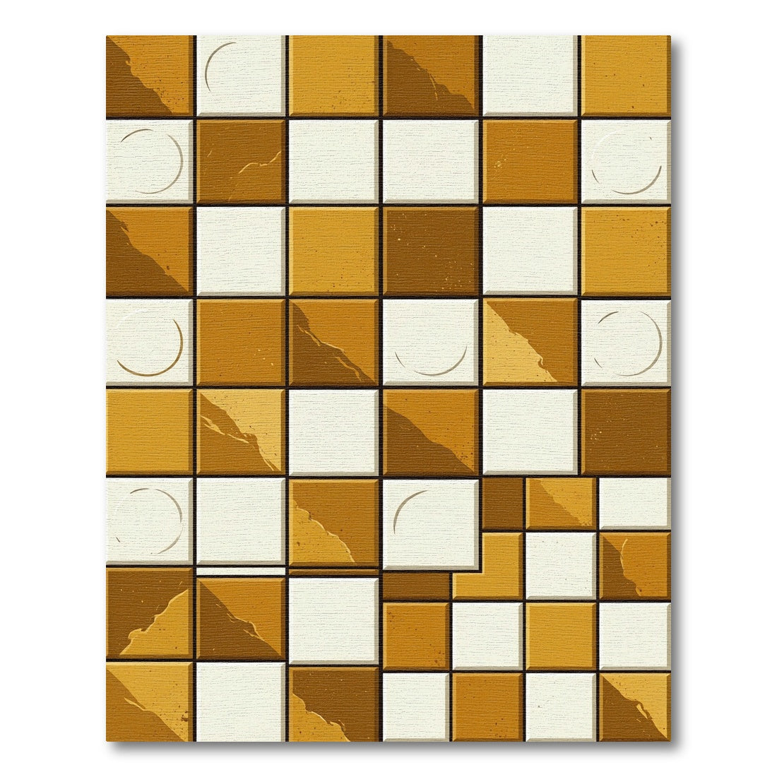 Terracotta White Checkerboard Stone Texture Rug