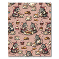 Whimsical Pink Tea Party Mouse Illustration Rug