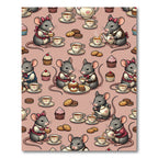 Whimsical Pink Tea Party Mouse Illustration Rug