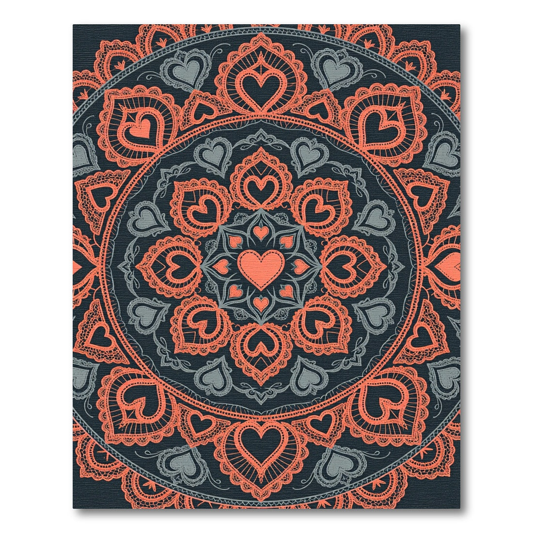 Coral Heart Lace Mandala Medallion Rug