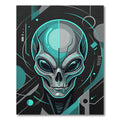 Cyber Alien Tech Neon Teal Portrait Rug