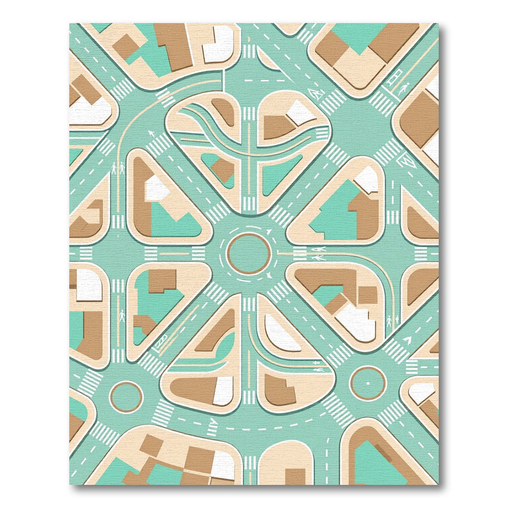 Pastel Geometric Urban Street Map Rug