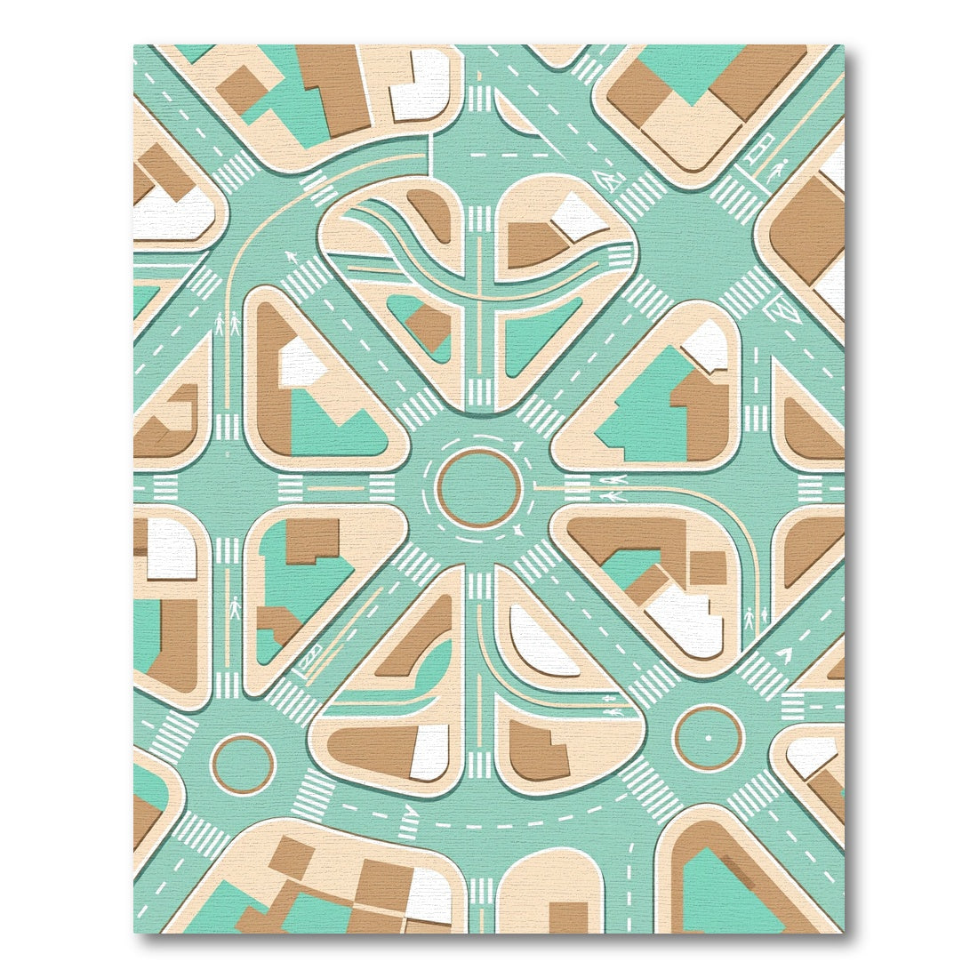 Pastel Geometric Urban Street Map Rug