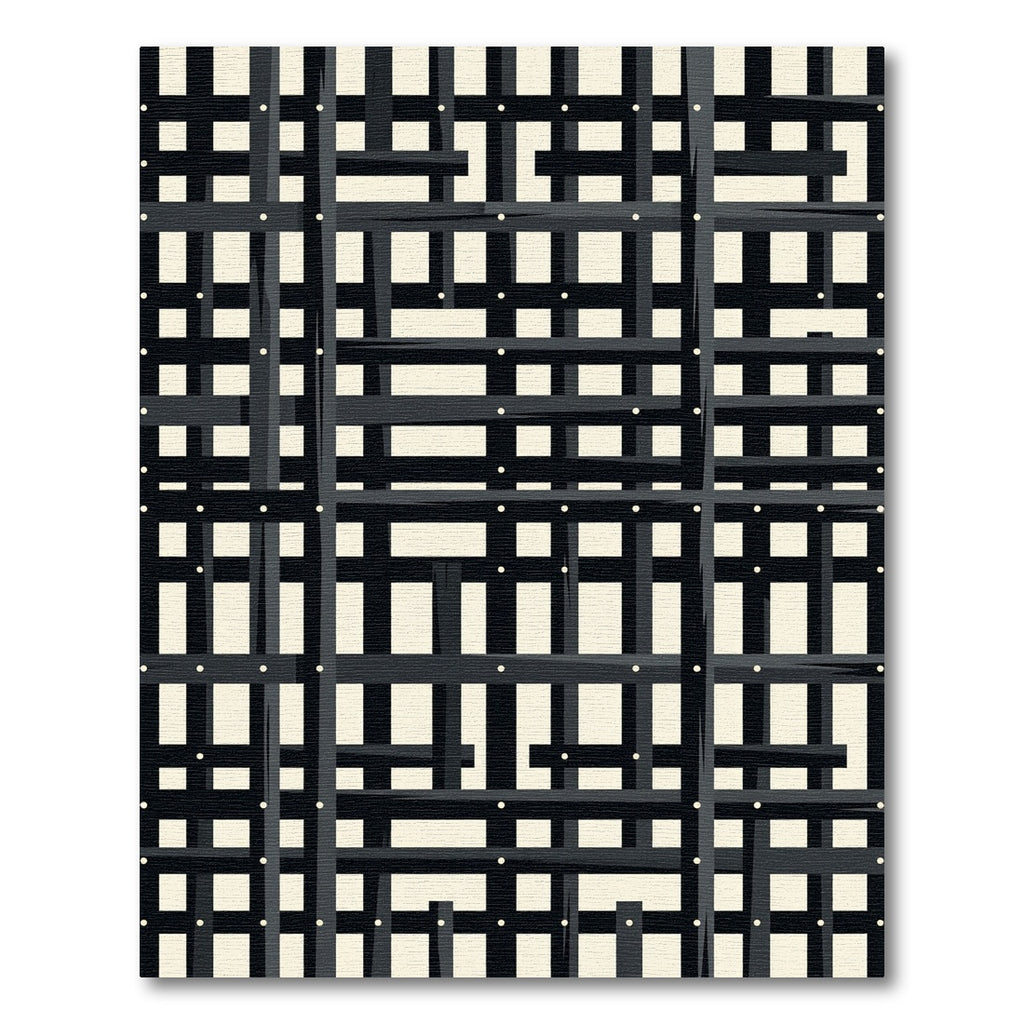 Black Ivory Intersecting Grid Rug