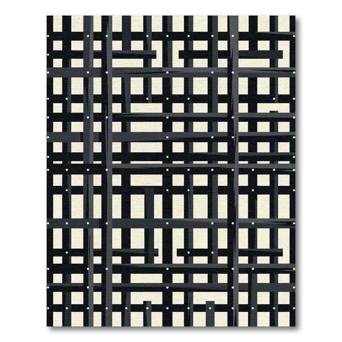 Black Ivory Intersecting Grid Rug
