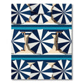 Blue and White Striped Beach Parasol Rug