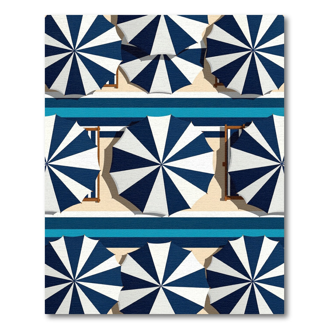 Blue and White Striped Beach Parasol Rug