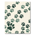 Olive Green Forest Paw Prints Rug