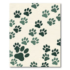 Olive Green Forest Paw Prints Rug